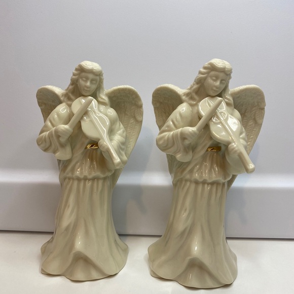 2 Christmas Lenox Holiday Angels Playing the Violin  Figure / Figurine ~ 6” - Picture 1 of 9